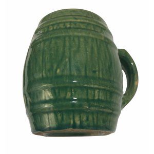 Vintage McCoy Green Pottery Barrel Mug